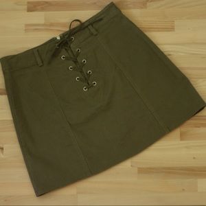 Olive Lace Up Skirt